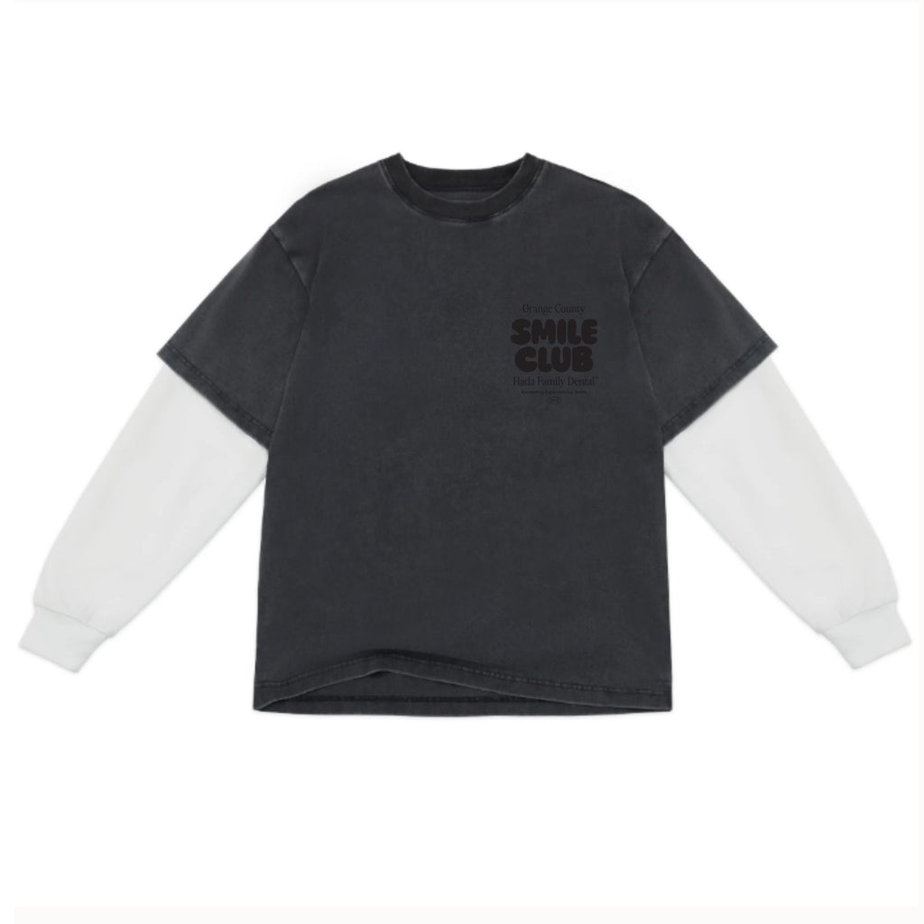 Faded Black Long-Sleeve Double Tee