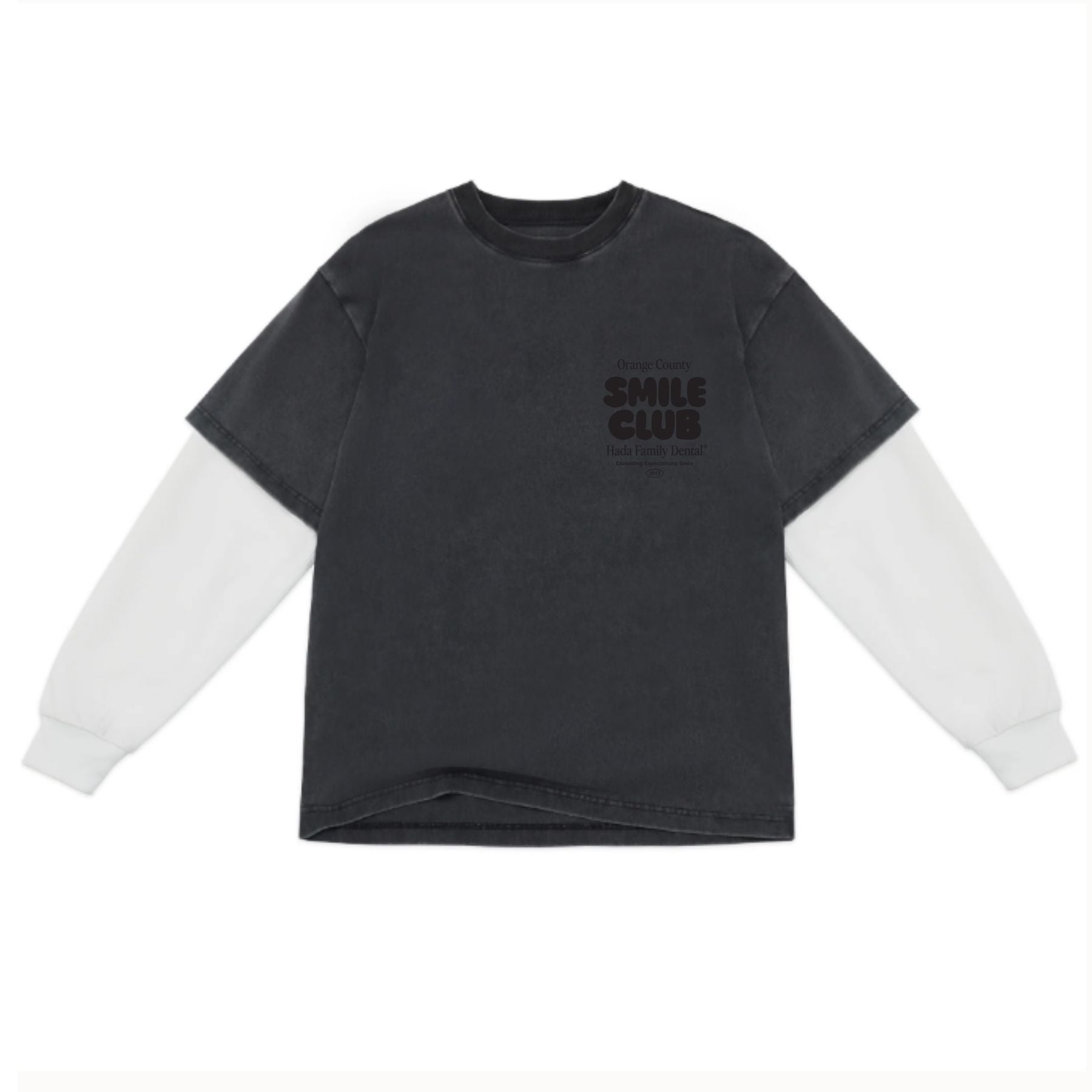 Faded Black Long-Sleeve Double Tee