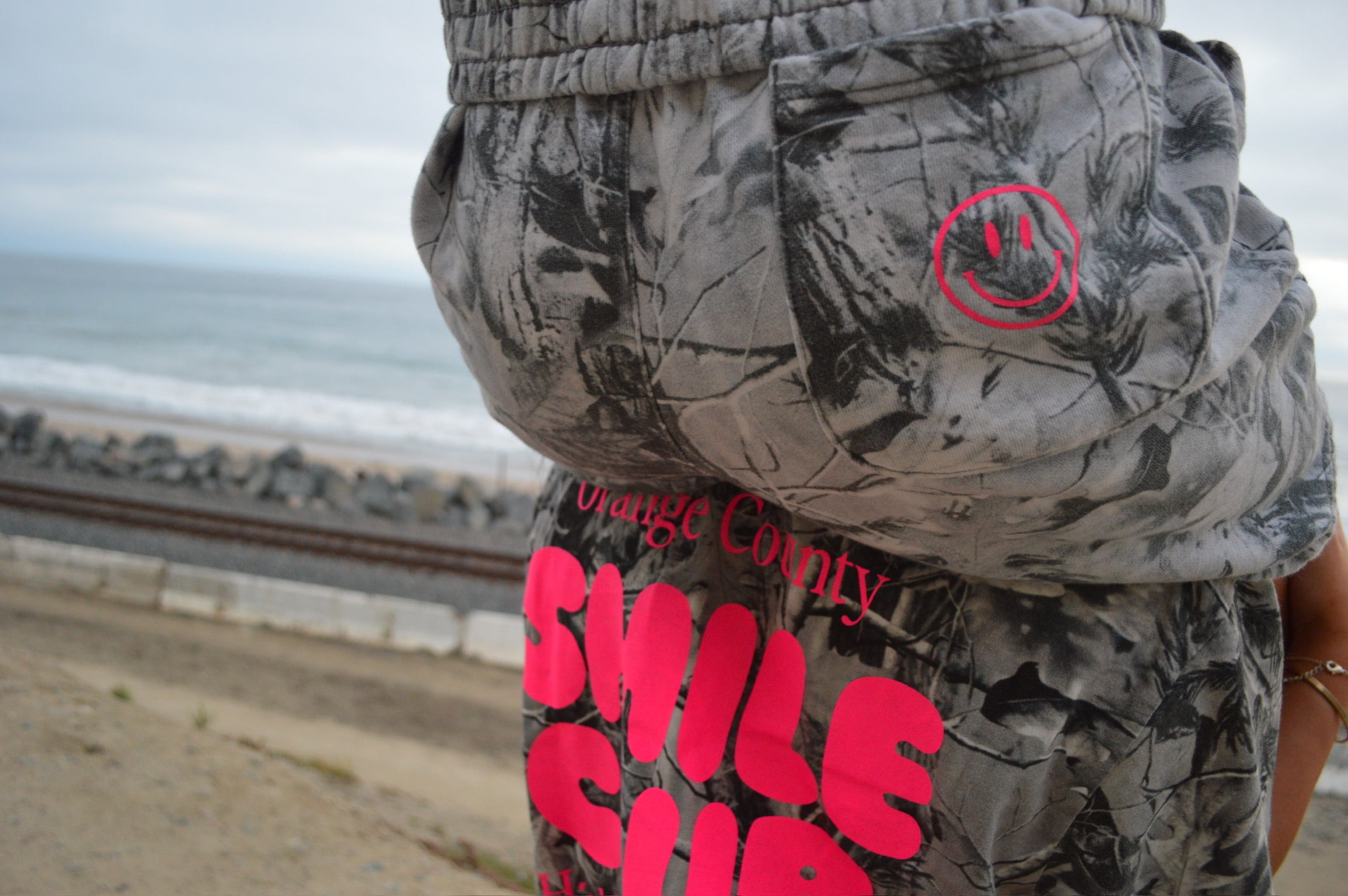 Hot Pink Gray Camo Sweatshorts