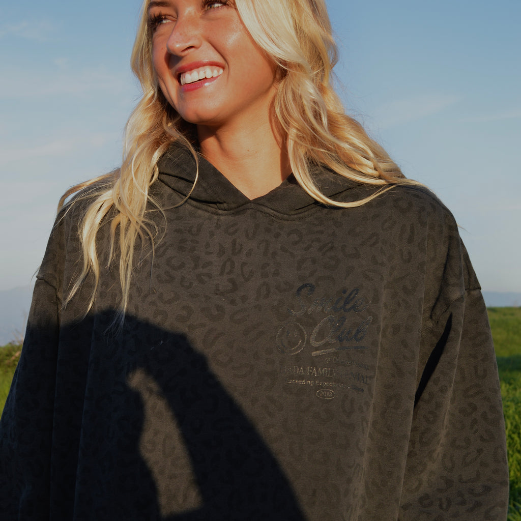 Black Leopard Print Hoodie