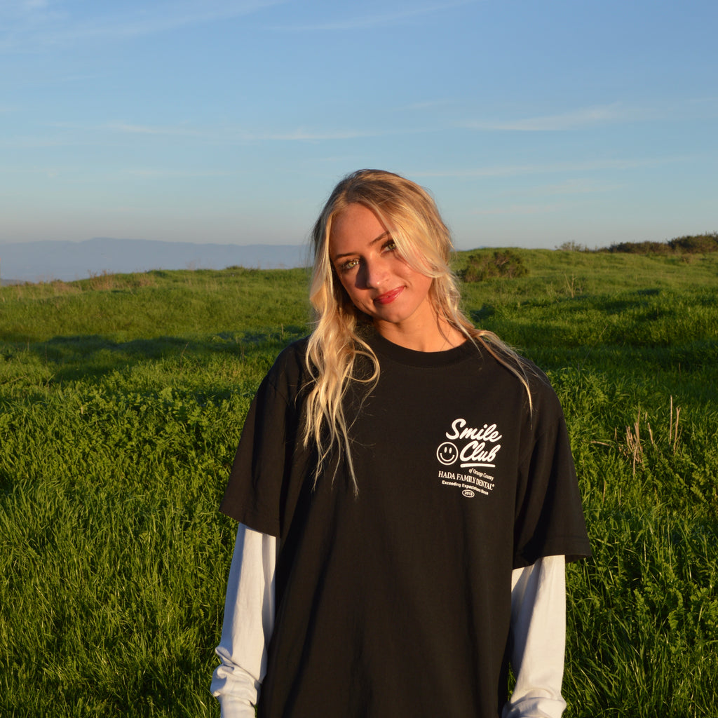 White on Black Long-Sleeve Double Tee