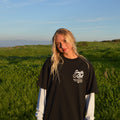 White on Black Long-Sleeve Double Tee