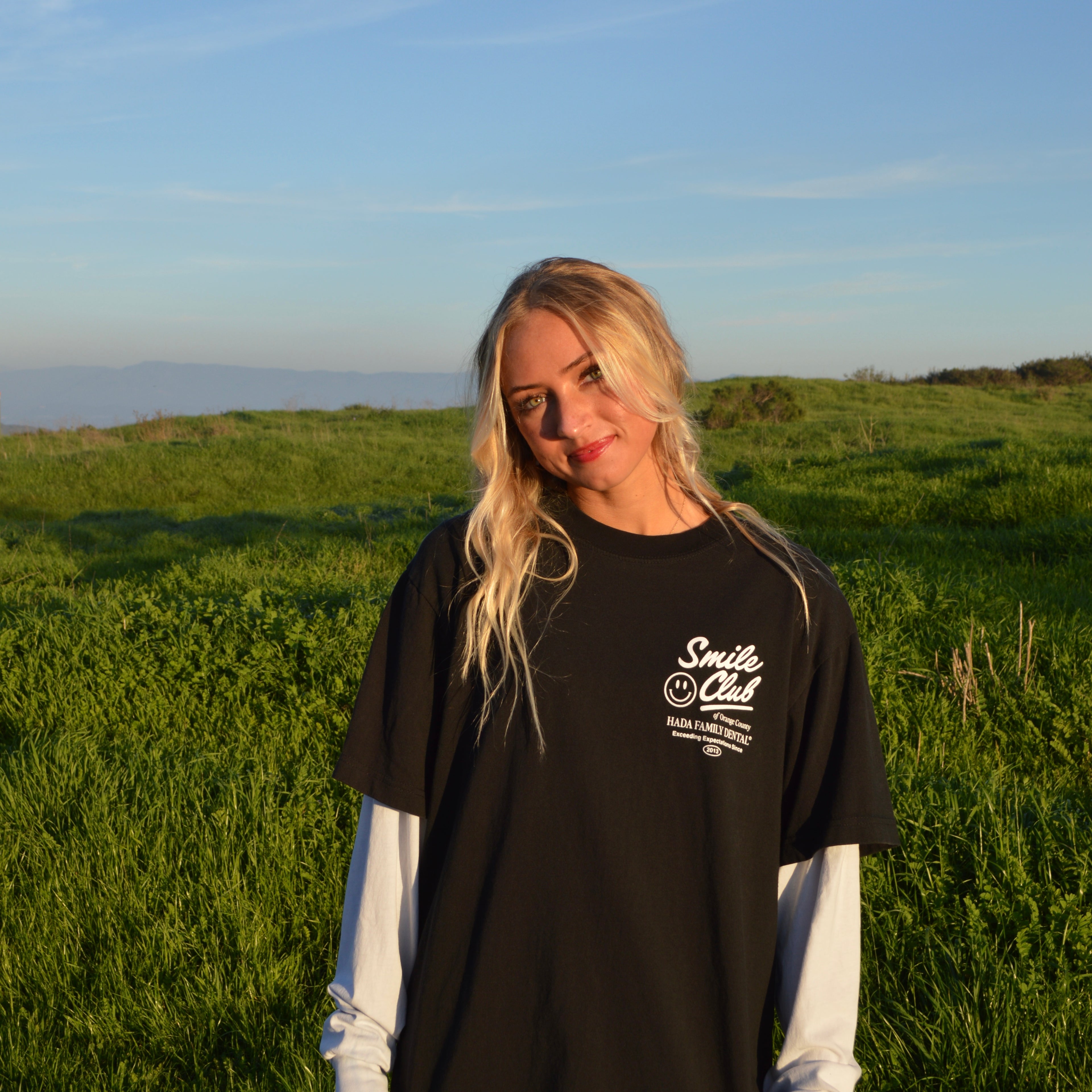 White on Black Long-Sleeve Double Tee