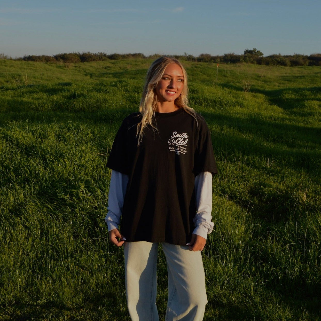 White on Black Long-Sleeve Double Tee