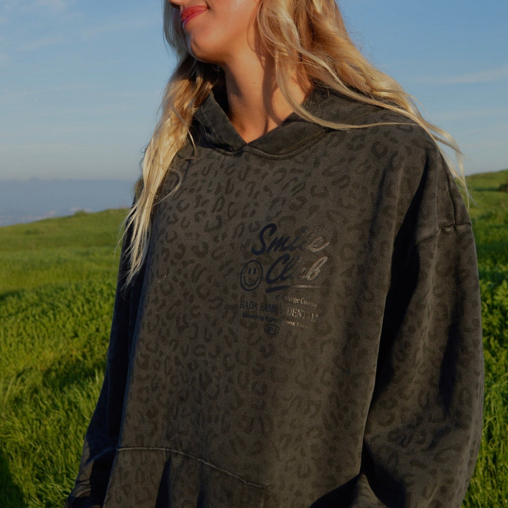 Black Leopard Print Hoodie