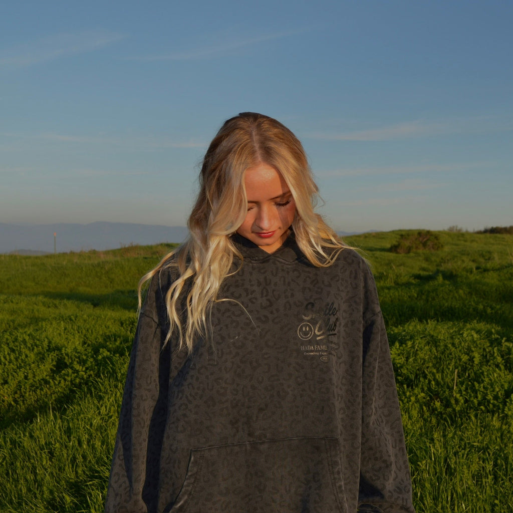 Black Leopard Print Hoodie