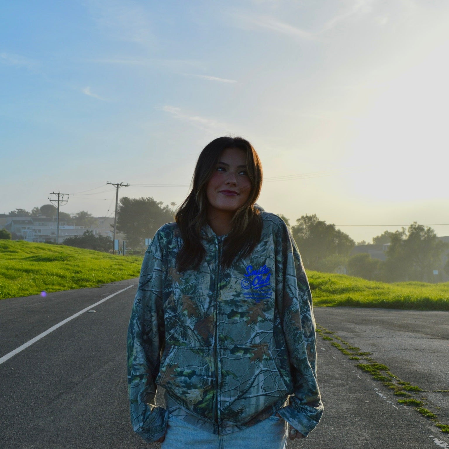 Royal Blue Tree Camo Zip Up